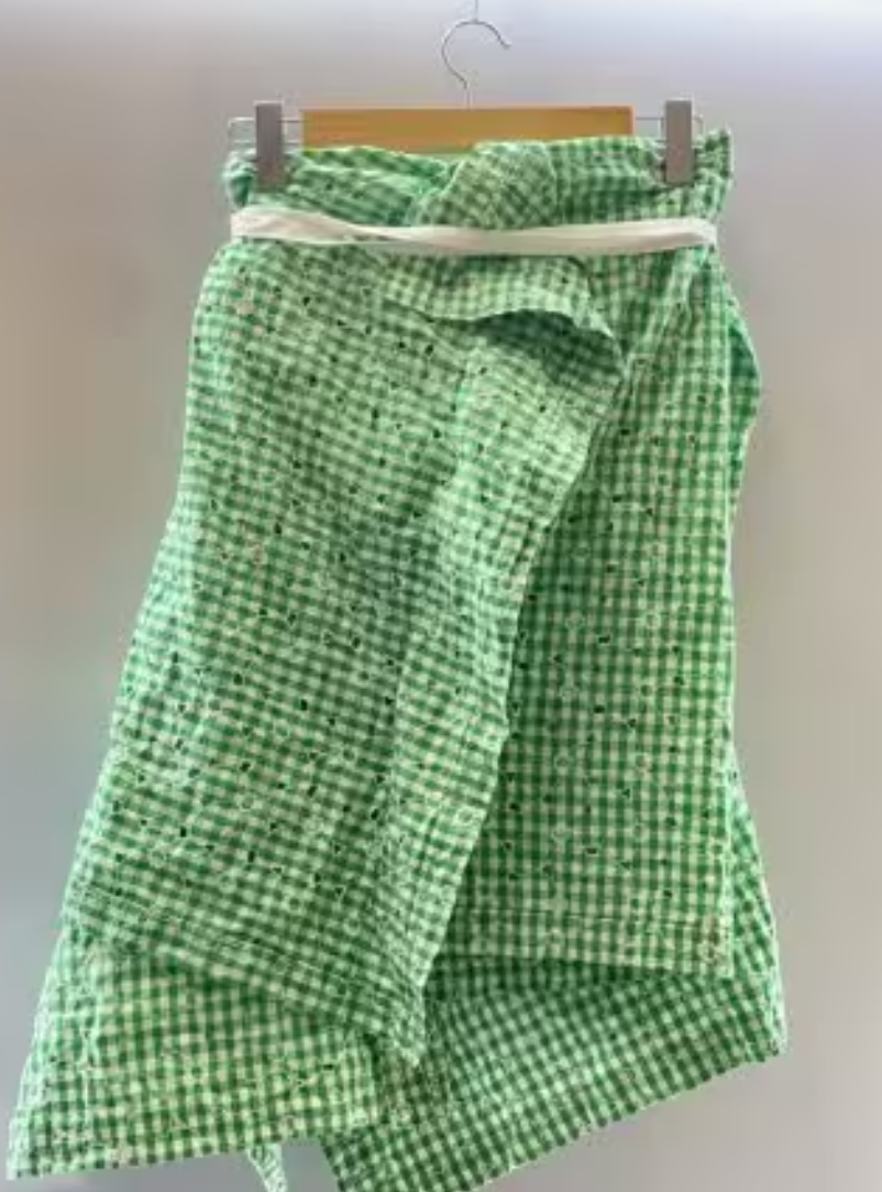 JUNYA WATANABE COMME des GARCONS Long Skirt Gingham GRN Cotton XS