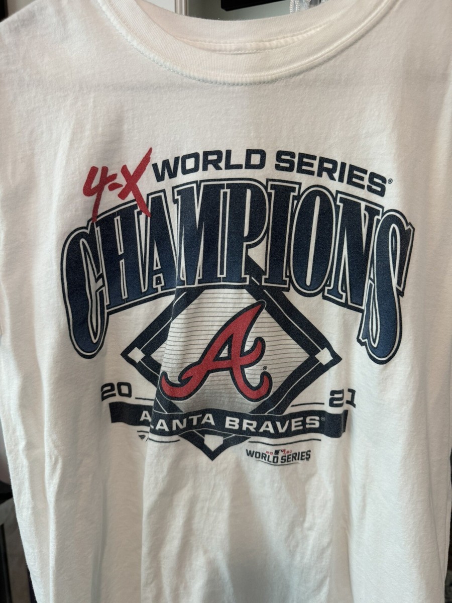 4x World Series Champion 2021 Atlanta Braves T-Shirt White