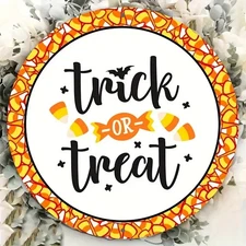 Halloween Trick or Treat Round Metal Sign