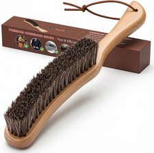Lint Brush for Clothes with 100 Soft Horse Hair Bristle, Large Beech Wood