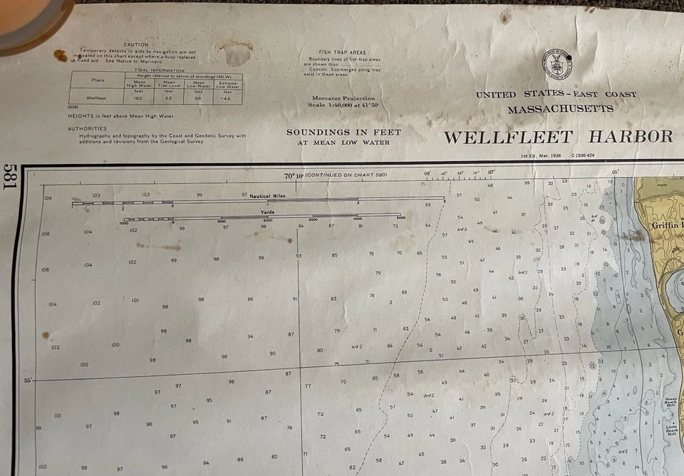 Vintage Wellfleet Harbor, Massachusetts Map Chart 1960s - Image 2 of 3