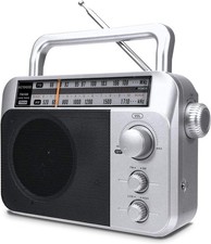 Retekess TR604 AM FM Radio Portable Transistor 8.66×2.44×5.71inches, Silver 