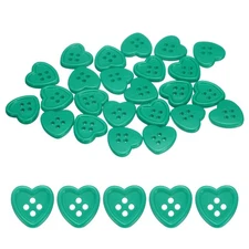 40pcs Heart Resin Sewing Button, 15mm 5/8" 4 Hole Sweater Buttons, Green