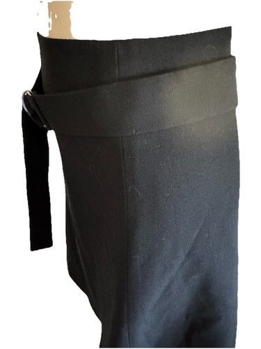 NEW TAGS $69 Nine West flirty Skirt full a-line attach Belt solid BLACK knee 8 - Picture 3 of 9
