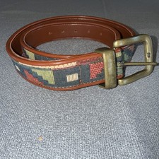 Vintage 90s Womens Belt Brown Genuine Leather Woven Western BOHO Hippie
