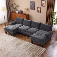 112 Inches U Shaped Couch Home Sofas with Chaise Modern Comfy Couches Chenille