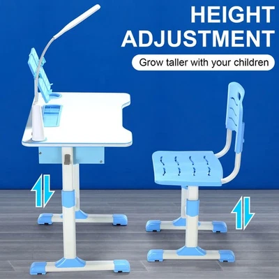 Kids Desk and Chair Set Height Adjustable Study Table W/ Storage Book Stand - Image 1 of 2