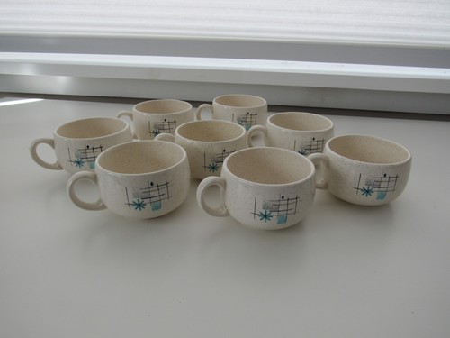 Franciscan MCM Oasis Pattern Coffee Cups Set of 8