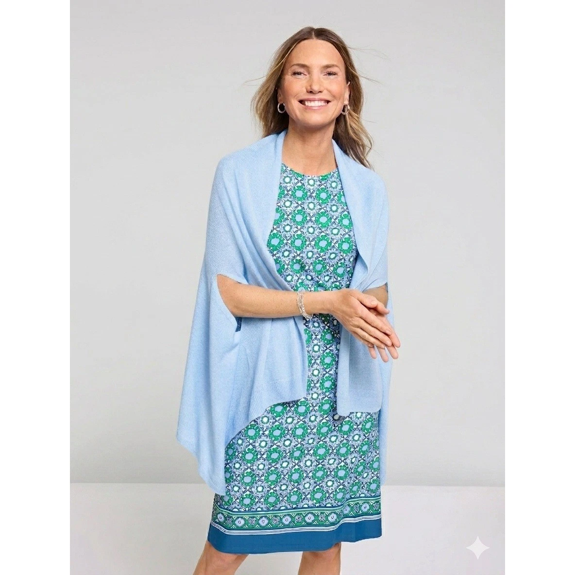 Talbots Womens Cashmere Blend Open Front Poncho Cardigan Sweater: Fits M/L
