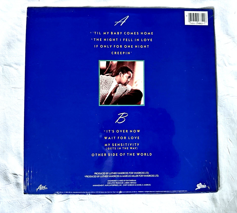 Luther Vandross SEALED The Night I Fell In Love LP 1985 Epic FE-39882 1st Press - Image 2 of 2