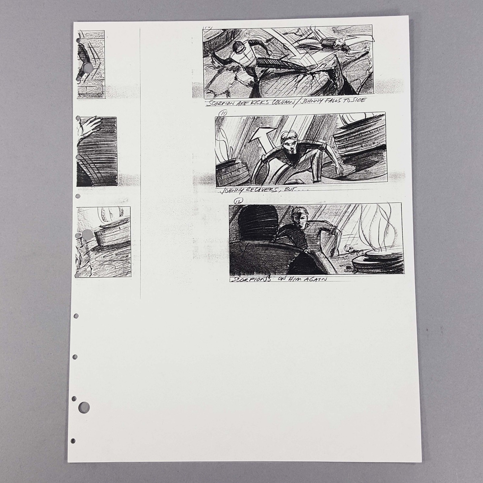 Mortal Kombat Movie Prop Storyboard Scorpion On Him Again Multi-Panel Fight COA