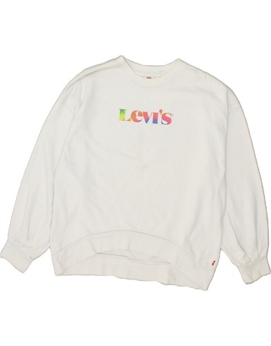 LEVI'S Womens Oversized Graphic Sweatshirt Jumper UK 14 Medium White CA05