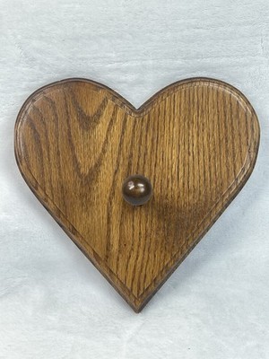 Vintage Solid Wood Heart Wall Plaque with Peg Rustic Country Decor