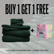 Buy 1 Get 1 FREE 8PC Bath Towel & 10PC Washcloth Set 100% Cotton Hotel Spa Set