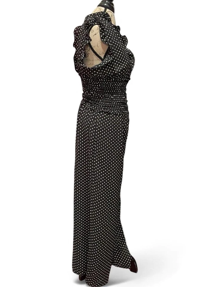 Nuevo con etiquetas Mono Max Studio Negro con Volantes a Lunares Blancos Callado Elegante Talla M Foto 3 de 4