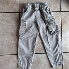 Zara Kids Girls Cargo Pants Trousers Elastic Waist Size 8 Years Grey Taupe