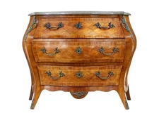 MID CENTURY FRENCH WALNUT MARBLE-TOP COMMODE