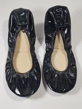 Storehouse W 9 Dark Teal Pattern Leather  ballet Flats Foldable. Lightweight