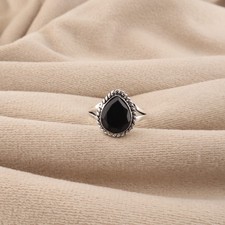 Black Onyx Gemstone 925 Sterling Silver Unique Oxidized Ring Gift For Girlfriend