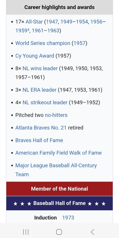 WARREN SPAHN (HOF) signed autographed  baseball ball - authentic - Image 3 of 3