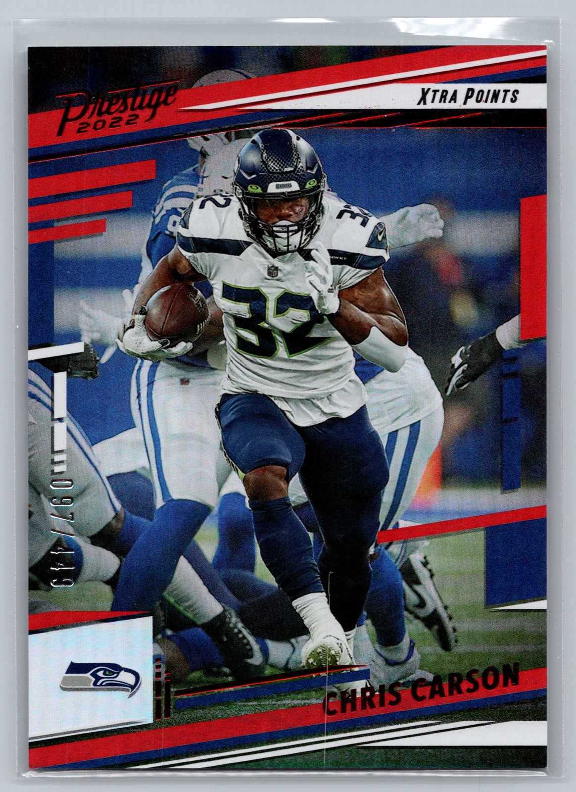 2022 Panini Prestige Chris Carson Xtra Points Premium Red #/449 #256 Seahawks