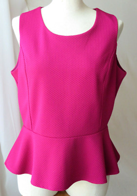 NEW YORK & COMPANY BLOUSE STRETCH SLEEVELESS  RASPBERRY COLOR TOP ZIP BACK LARGE
