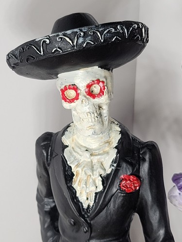 Tag der Toten Skelett Paar mit Skelett Hund/Knochen Stock Dia De Los Muertos Neu - Bild 10 von 11