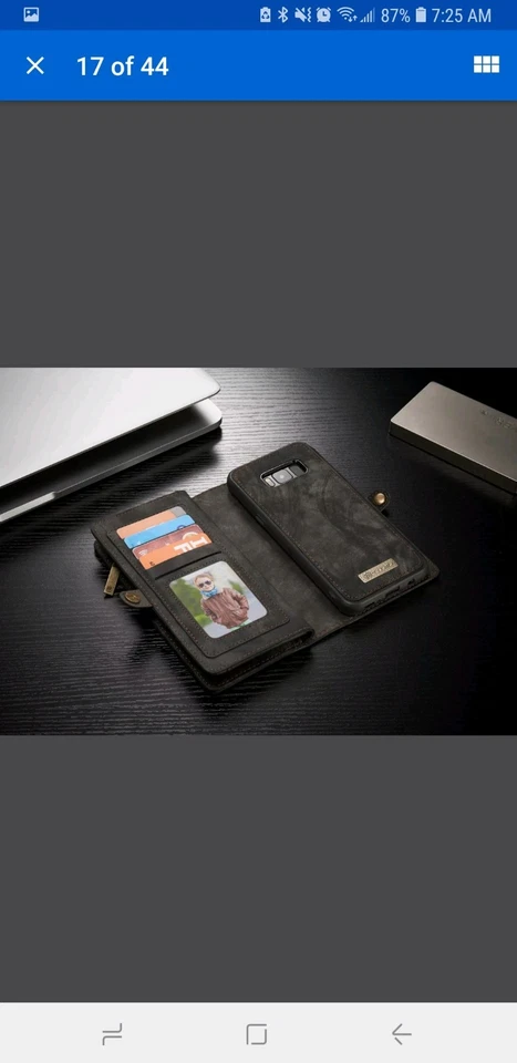 Genuine Leather Purse Wallet Case For Galaxy S8/S8+ S9 Magnetic Removable Cover - Image 4 of 4