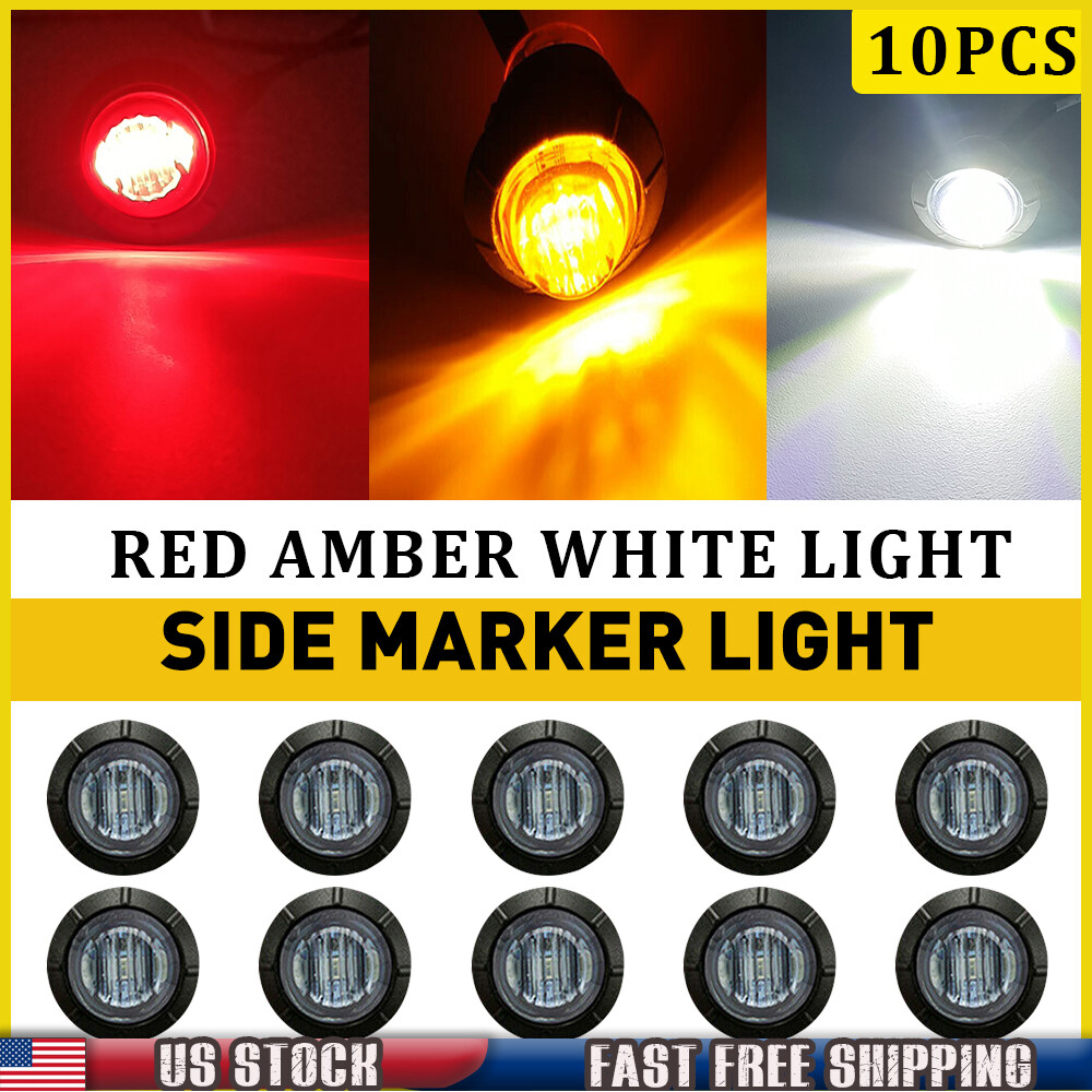 Red White Amber Round Side Marker Lights for Trailer Truck Turn Signals
