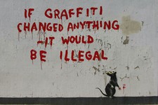 Banksy, If Graffiti Changed Anything, Graffiti Art, Giclee Canvas Print, 8"x12"