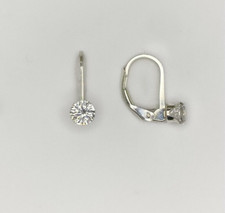 Round Cubic Zirconia Sterling Silver Leverback Drop Dangle Earrings