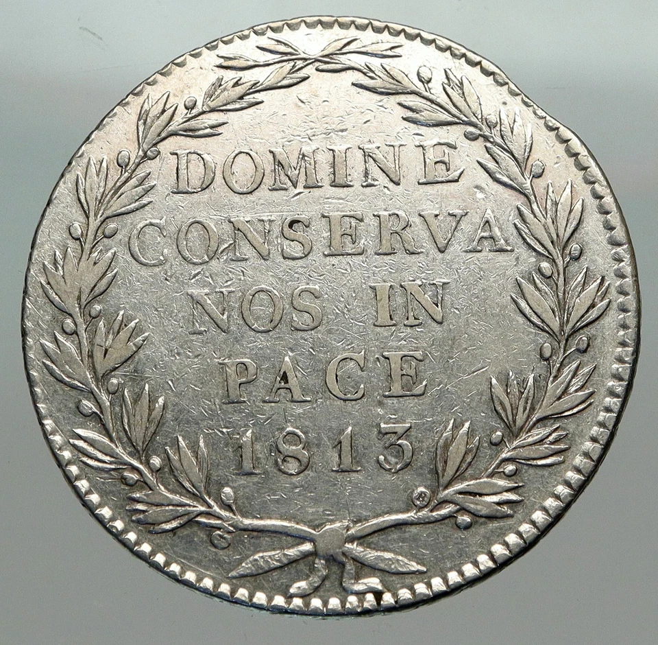 1813 B SWITZERLAND Swiss Canton of ZURICH SHIELD 40Batzen Silver Coin i84954 - Image 2 of 3