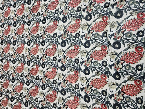 Indian 5 Yard Fabric Cotton Dress Material Bird Printed Hand Block White Fabric - Picture 3 of 5