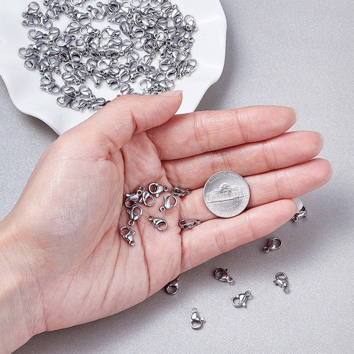 200pcs 304 Stainless Steel Lobster Claw Clasps DIY Craft Jewelry Making 10~15mm - Picture 5 of 7