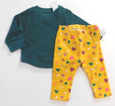 Gap Baby Girl Thermal Top Leggings Size 3-6M Cotton Spandex