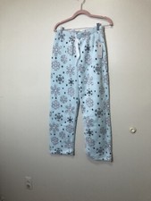 Women  s Sleep and Co Fleece Pajama Pants. Blue with Snowflakes. Size Medium. NWT
