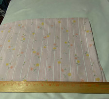 Vintage cotton polyester blend fabric light pink floral stripe 1 yd 18" x 60"