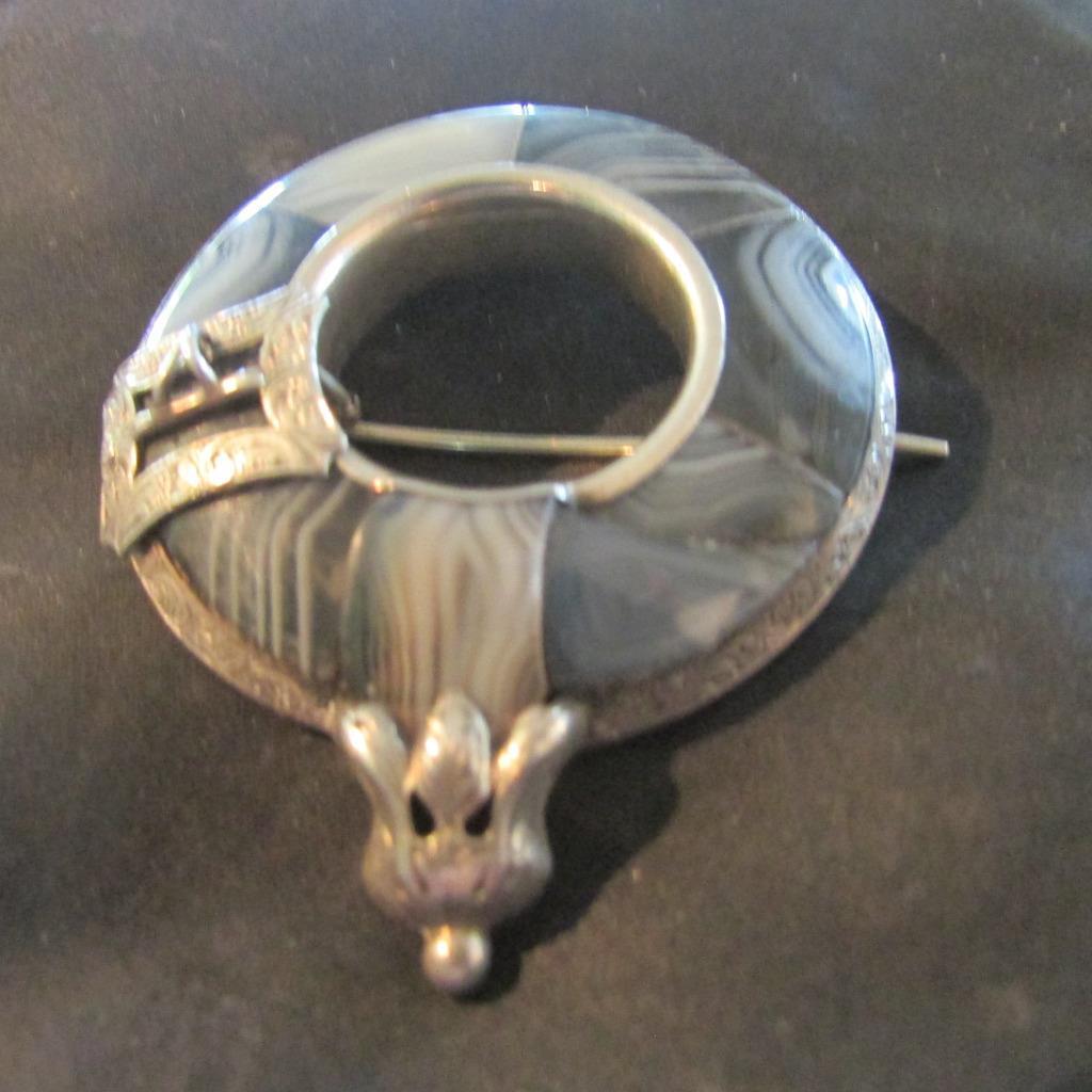 Victorian Solid Silver & Scottish Blue Lace Agate… - image 1