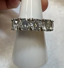 Vintage Sterling Silver 925 CZ Band Size 7.5 Engagement Wedding 6.6 Grams