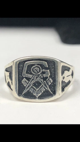 925 Silver Vintage Masonic Mason Ring New Made in USA Free Sizing Shipping Gift