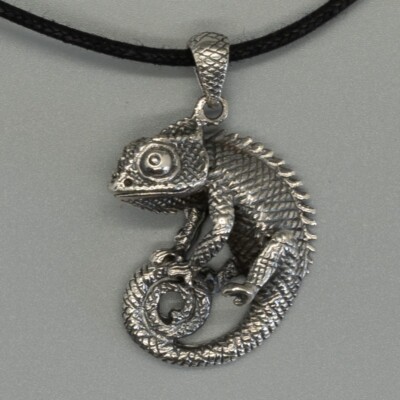 Gecko Eidechse Reptil 925 Silber Anhänger Charm Disney Verwirrt Chamäleon Pascal