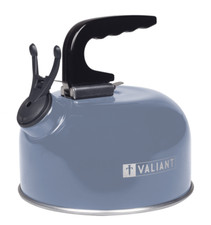 Valiant Portable Camping Whistling Kettle - BLUE 1 Litre with Removeable Handle