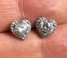 2422 Sterling silver 925 Heart halo CZ stud earrings