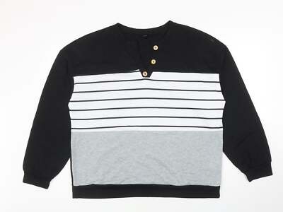 SheIn Mens Black Striped Polyester Blend Sweatshirt Size XL Colourblock  UK