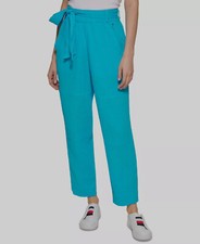 69 Tommy Hilfiger Women's Blue Belted Pull-On Pants Size M