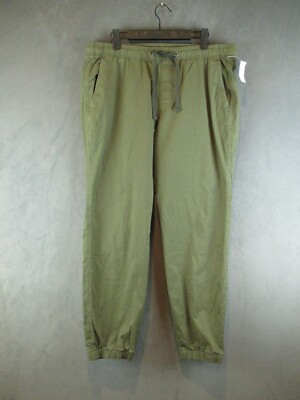 Gap Pants Mens Large Green Twill Joggers Gapflex Pockets Casual Athleisure