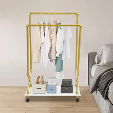 Modern Heavy Duty Clothing Rack Movable Garment Rack with Wheels Clothing Rack