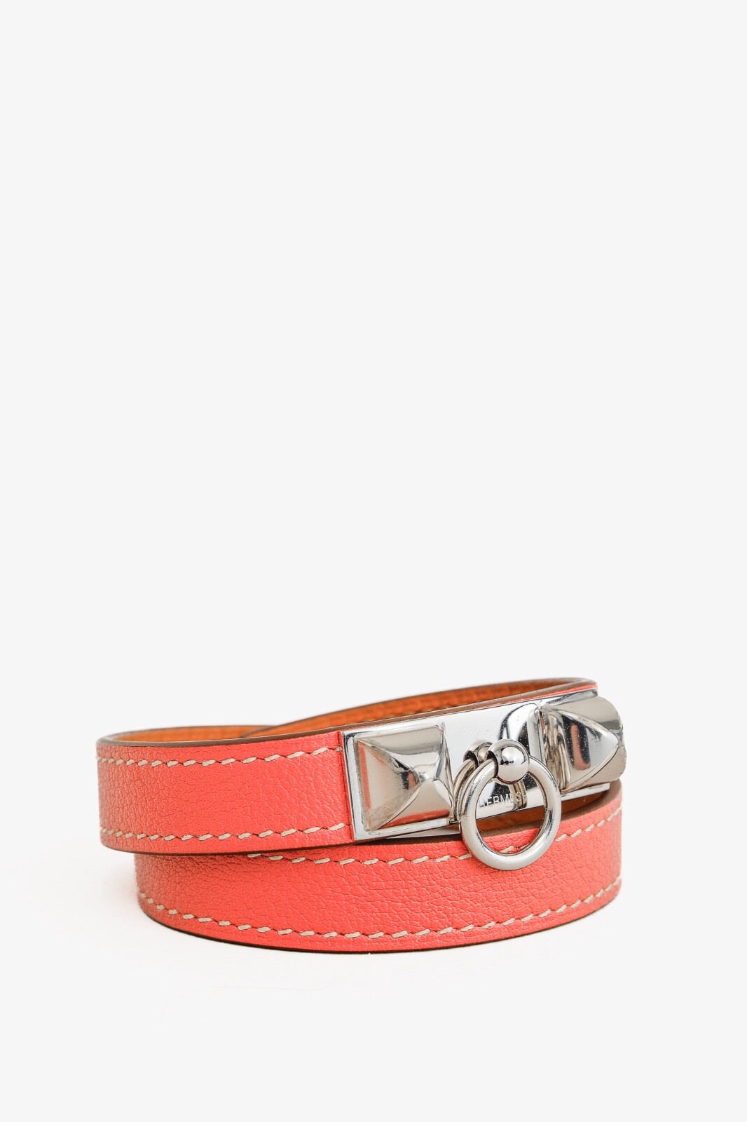 Hermes Rivale Double Tour Sanguine Swift Leather Wrap Bracelet
