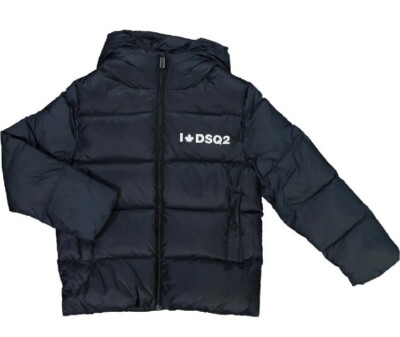 Dsquared2 Kinder Jungen & Mädchen schwarz gefütterter Mantel Jacke Entendaunen Größe 8 Jahre neu 