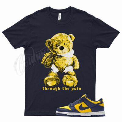 Navy SMILE Shirt for N Dunk Low Michigan Varsity Maize Midnight Navy Yellow